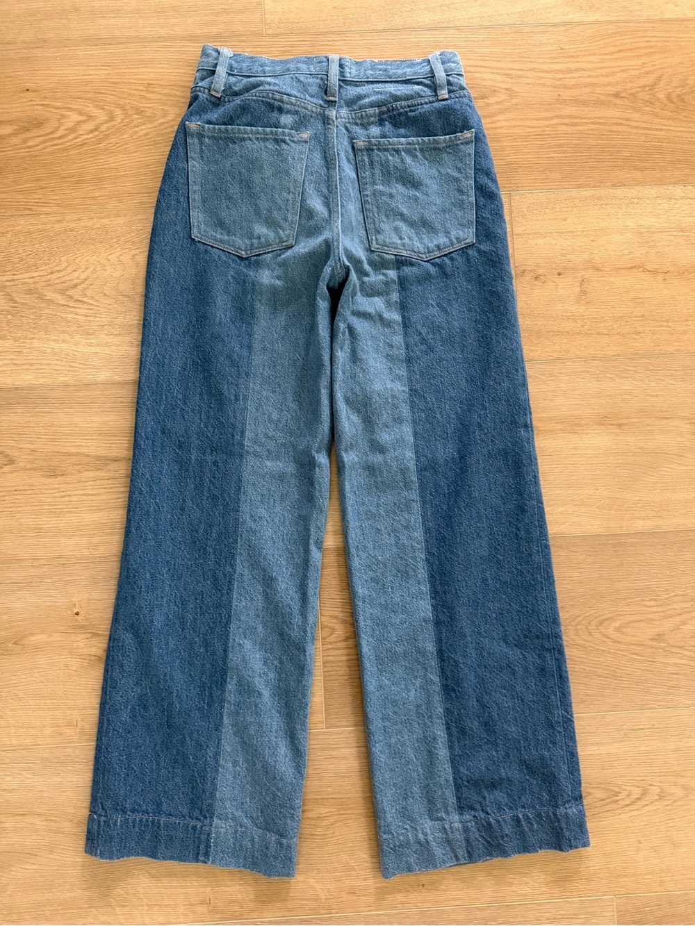 FRAME Atelier of Denim Gale Wide Leg Two Tone Panel Jeans Button Fly Women’s 27 - Picture 2 of 10